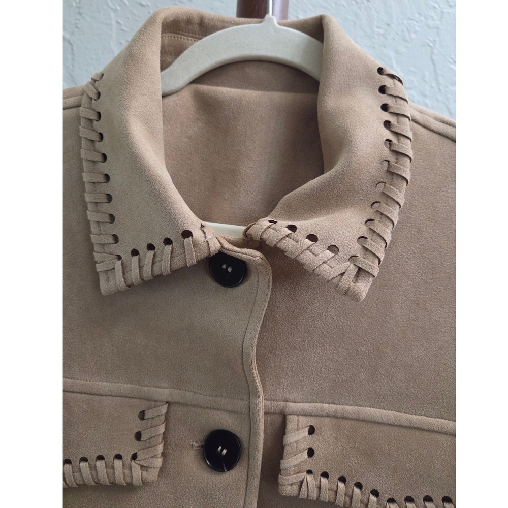 J186. Faux Suede Whipstitch Western Jacket - Picture 3 of 5